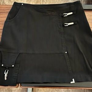 Jamie Sadock Black Mini Skirt with Buckle Accents